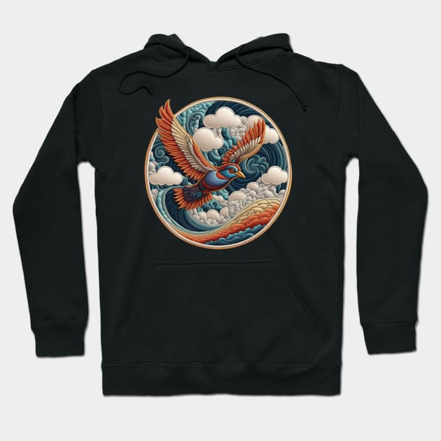 Bird in the Clouds Embroidered Patch Hoodie by Xie